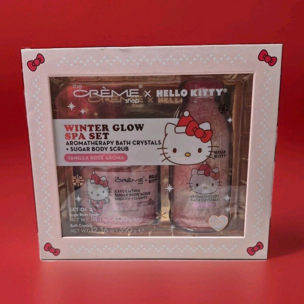 Hello Kitty, Winter Glow Spa Set Vanilla Rose Aroma Bath Crystals & Body Scrub